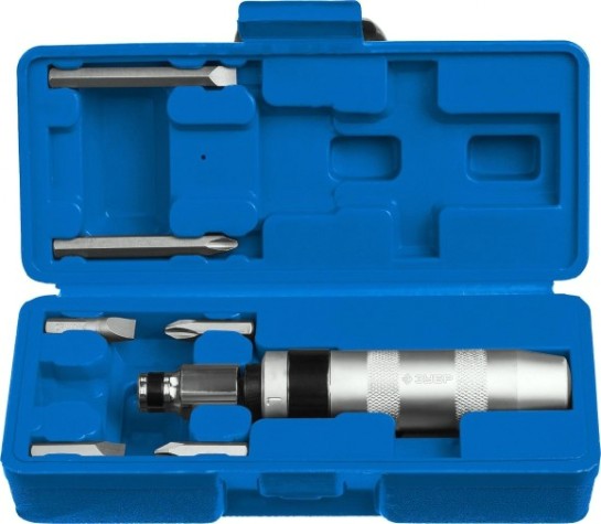 Отвертка ударная ЗУБР ПРОФЕССИОНАЛ с насадками, 8 предметов [2567]