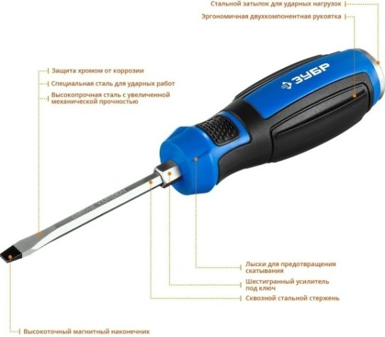 Отвертка ударная ЗУБР ПРОФЕССИОНАЛ SL6x100 мм [25271-6]