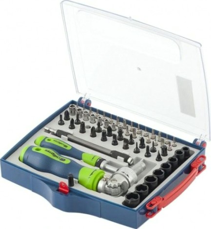 Отвертки реверсивные СИБРТЕХ с набором бит и торцевых головок, 61 предмет [13363]