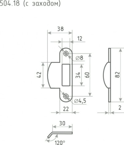Ответная планка НОРА-М 504.18 "Старая бронза" [8574]