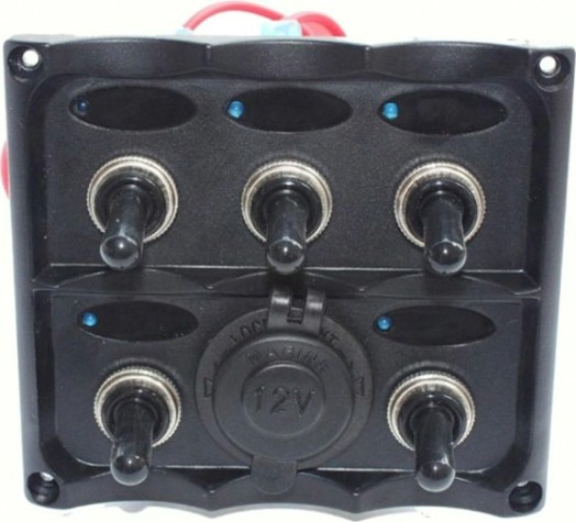 Панель бортового питания SKIPPER SK-TF5J/S 5 переключателей, разъем прикуривателя, индикация