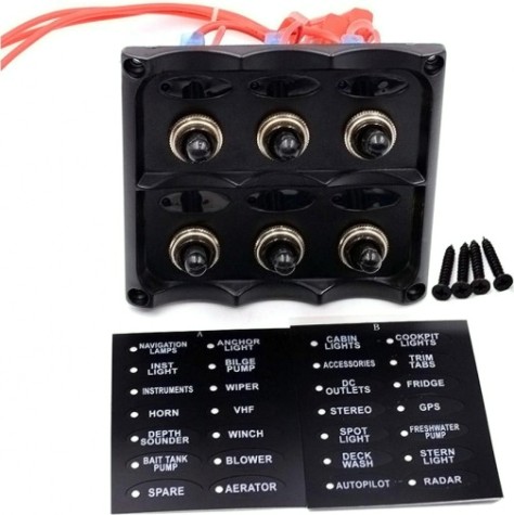 Панель бортового питания SKIPPER SK-TF6J 6 переключателей, предохранители, индикация