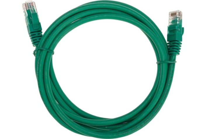 Патч-корд REXANT 02-0296-2 U/UTP, CAT 6, RJ45-RJ45, 26AWG, LSZH, зеленый 2м