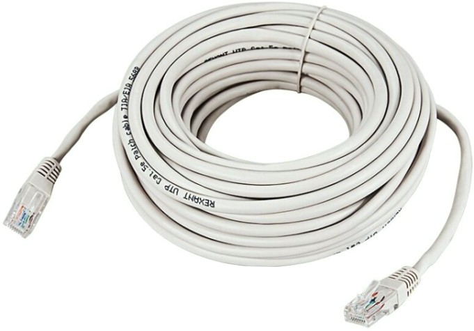 Пaтч-корд REXANT 18-1010 U/UTP, CAT 5e, RJ45-RJ45, PVC серый, 15м
