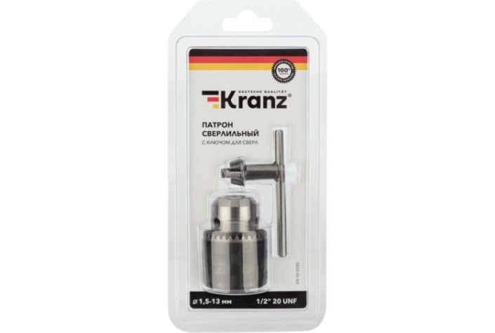 Патрон сверлильный Kranz KR-92-0500 с ключом для сверл 1,5-13,0мм