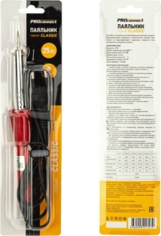 Паяльник Proconnect П0121-4 долговечное жало, серия classic, 25вт, 230в, блист [12-0121-4]