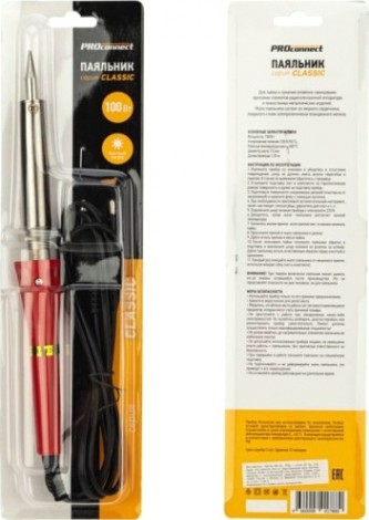 Паяльник Proconnect П0126-4 долговечное жало, серия classic, 100вт, 230в, блис [12-0126-4]