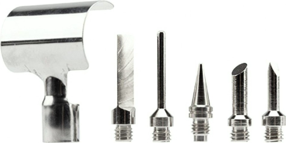 Паяльник REXANT П0505 с пьезоподжигом, газовый, 17мл, 6 насадок + припой [12-0505]