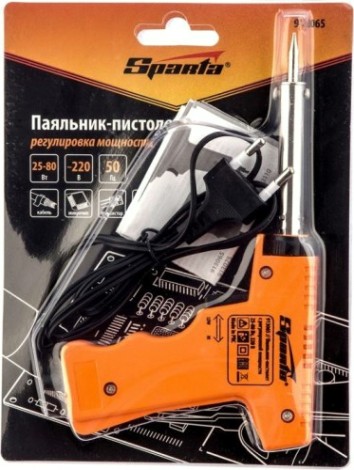 Паяльный пистолет Sparta 25-80 Вт, 220 В с регулировкой мощности [913065]