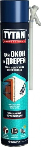 Пена монтажная Tytan для окон и дверей, стандарт, всесезонная (750мл) [тов-213041]