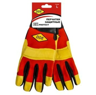 Перчатки кожаные комбинированные DDE 648-526 vibro-PROTECT, кожа/спандекс, L