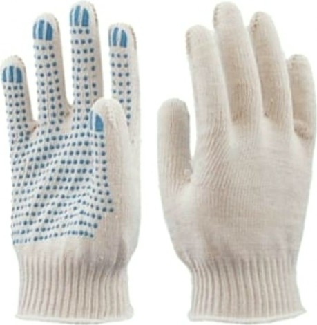 Перчатки нейлоновые - "Комфорт" 15 класс 4 нити с ПВХ черные (300пар) [563-663]