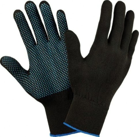 Перчатки нейлоновые "Комфорт" с ПВХ 15 класс черные (10пар) [490-998]