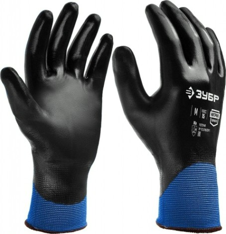 Перчатки резиновые ЗУБР ПРОФЕССИОНАЛ механик+ размер l, полный облив, маслобензостойкие [11279-L]