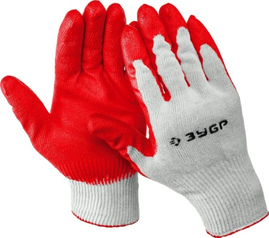 Перчатки с одинарным латексным обливом ЗУБР УНИВЕРСАЛ размер L-XL [11458-XL]