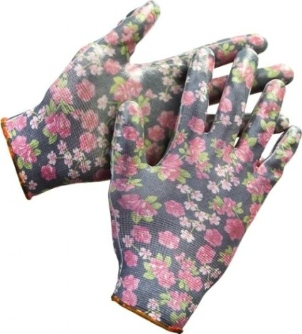 Перчатки садовые GRINDA прозрачное нитриловое покрытие, черные, размер S-M 11297-S [11297-S]