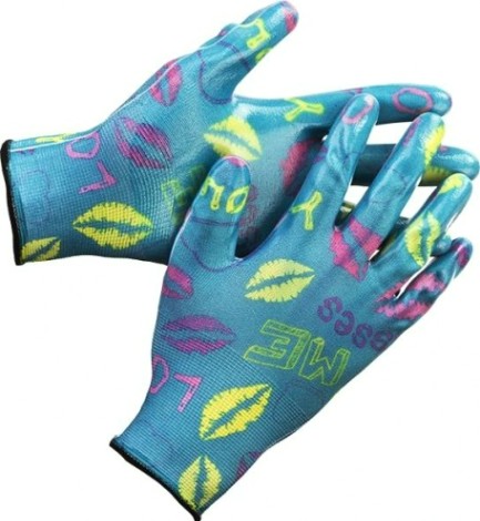 Перчатки садовые GRINDA прозрачное нитриловое покрытие, синие, размер L-XL 11296-XL [11296-XL]