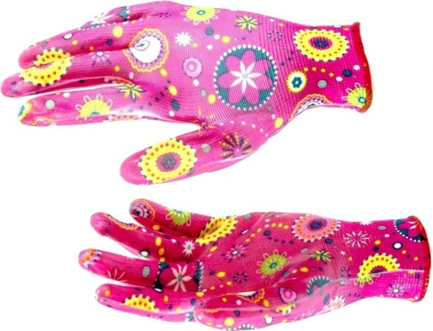 Перчатки садовые PALISAD прозрачное нитриловое покрытие красные, размер M 67746 [67746]