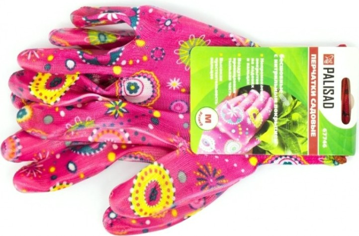 Перчатки садовые PALISAD прозрачное нитриловое покрытие красные, размер M 67746 [67746]