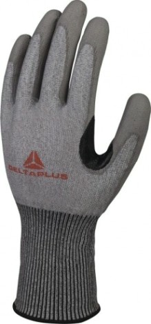 Перчатки трикотажные антипорезные Delta Plus VENICUT42GR с полиуретановым покрытием, размер 8 [VECUT42GR08]