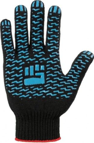 Перчатки трикотажные "Комфорт" 10 класс 4 нити с ПВХ черные (300пар) [911-948]