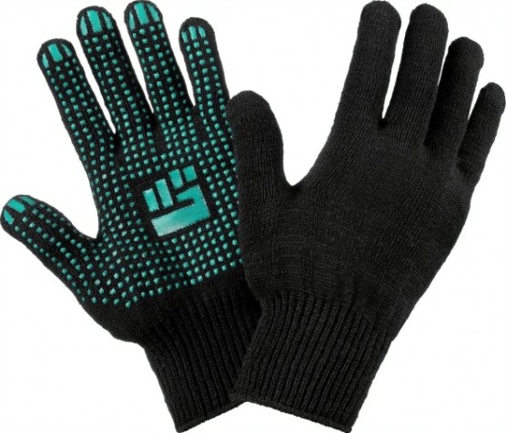 Перчатки трикотажные "Комфорт" 10 класс 5 нитей с ПВХ черные (250пар) [911-955]