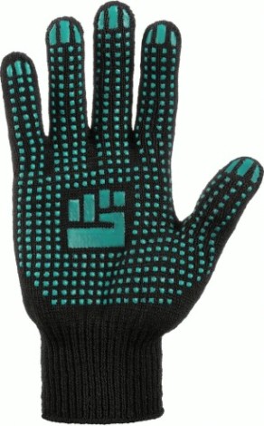 Перчатки трикотажные "Комфорт" 10 класс 5 нитей с ПВХ черные (250пар) [911-955]