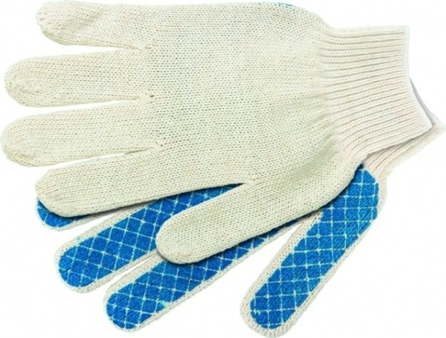 Перчатки трикотажные Шахматный облив пвх-покрытие 5 пар в упаковке, 10 класс [67812]