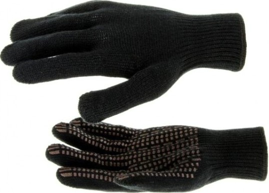 Перчатки трикотажные СИБРТЕХ акрил, ПВХ гель "Протектор", черные оверлок. [68661]