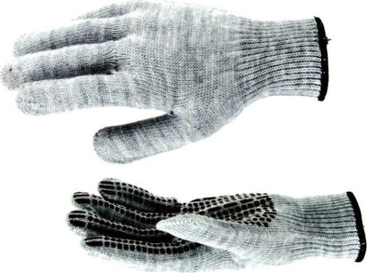 Перчатки трикотажные СИБРТЕХ акрил, ПВХ гель "Протектор", серая туча оверлок. [68662]
