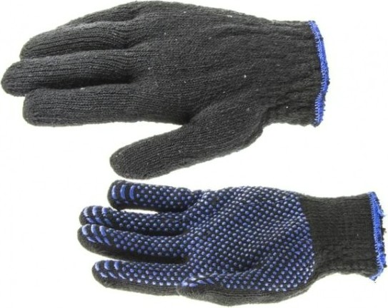 Перчатки трикотажные СИБРТЕХ хлопкоэфирные плюшевые пвх "точка", 7 кл. [67769]