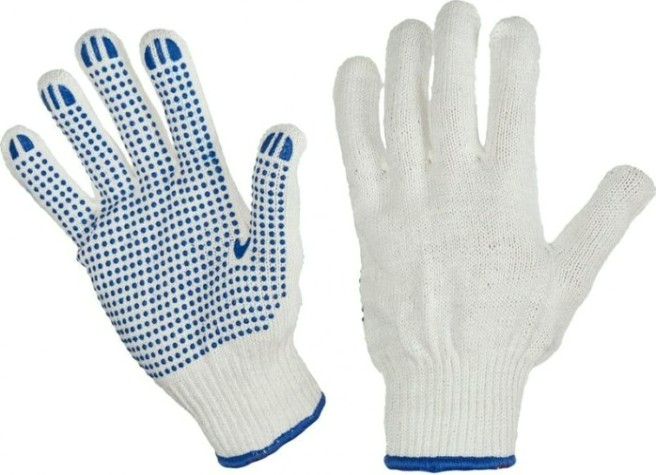 Перчатки трикотажные "Точка" пвх-покрытие 10 класс, 6 нитей, 67702 (200) [67702]
