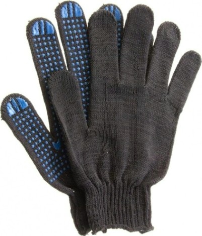 Перчатки трикотажные "Точка" пвх-покрытие 7,5 класс, черные