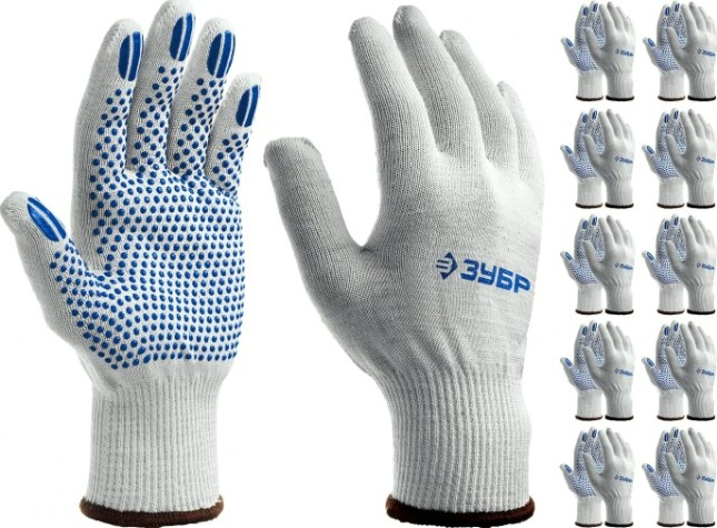 Перчатки трикотажные ЗУБР ПРОФЕССИОНАЛ точка+, размер l-xl, 10 пар в упаковке, с точками [11451-K10]