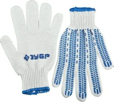 Перчатки трикотажные ЗУБР с защитой от скольжения, размер S-M 11452-S [11452-S]