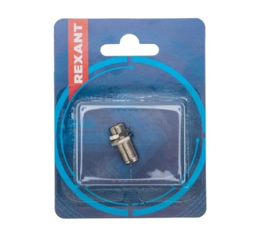 Переходник антенный REXANT 06-0020-A (гнездо F-гнездо F) бочка для кабеля RG-6, никель