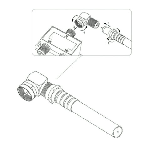 Переходник антенный REXANT 06-0021-A (гнездо F-штекер F) угловой для кабеля RG-6 никель