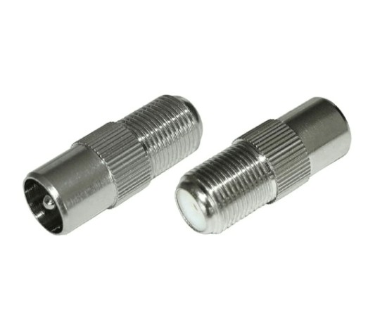 Переходник антенный REXANT 06-0025-A (гнездо F-штекер TV) для кабеля RG-6, никель