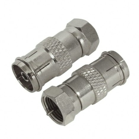 Переходник антенный REXANT 06-0028-A (гнездо TV-штекер F) для кабеля RG-6, никель