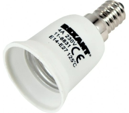 Переходник цокольный REXANT 11-8831 Е14-Е27 белый