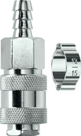 Переходник KRAFTOOL штуцер "елочка" 10 мм-рапид муфта, с хомутом [06596-10]