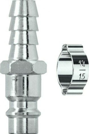Переходник KRAFTOOL штуцер "елочка" 10 мм-рапид с хомутом [06597-10]