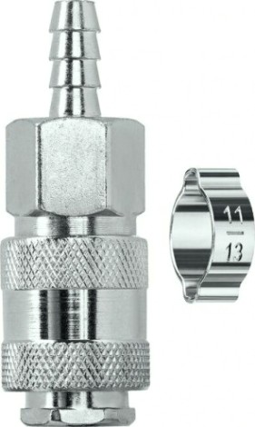 Переходник KRAFTOOL штуцер "елочка" 8 мм-рапид муфта, с хомутом [06596-08]