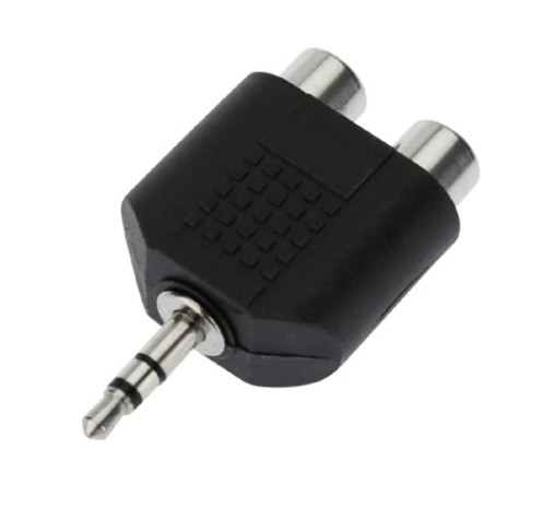 Переходник REXANT 14-0431 (уп. 50 штук) 3,5мм стерео штекер-2 гнезда RCA, пластик [14-0431]