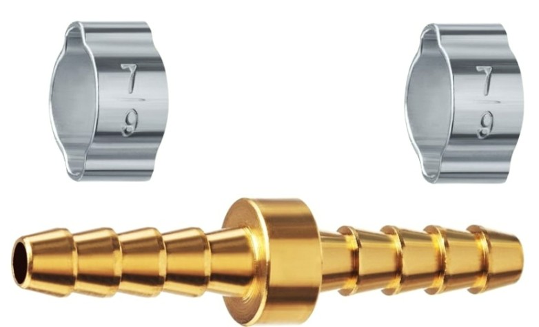 Переходник ЗУБР елочка 6 мм с обжимными хомутами [64925-06]