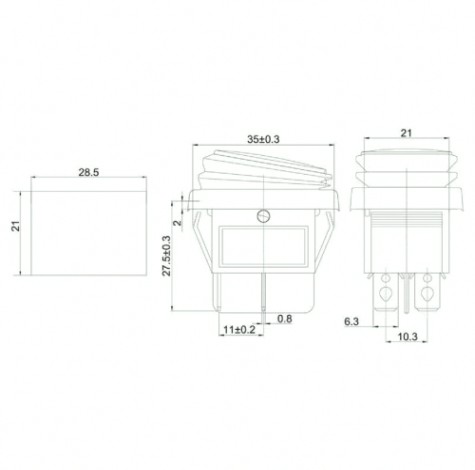 Переключатель REXANT 06-0307-C клавишный 250V 15A (4с) ON-OFF красный с подсветко