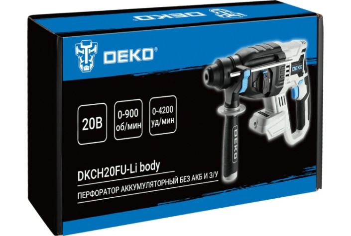 Перфоратор аккумуляторный DEKO DKCH20FU-Li 20В, без АКБ и ЗУ [063-4453]
