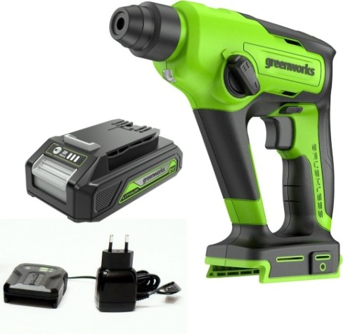 Перфоратор аккумуляторный GREENWORKS GD24SDS1K2 бесщеточный [3803107UA]