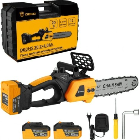 Пила цепная аккумуляторная DEKO DKCHS 20 2x4.0Ah [063-4356]