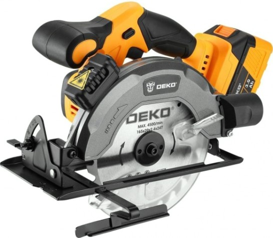 Пила циркулярная аккумуляторная DEKO DKCS20 2*3.0Ah 20в, 165мм [063-4024]